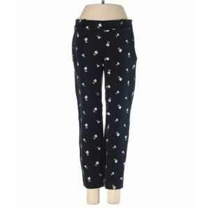 J. Crew Dark Blue Cropped Pants with Floral Design